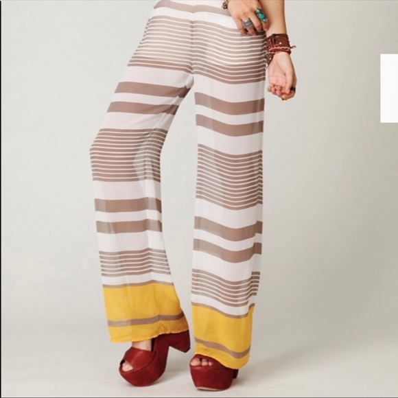 EUC Free People sheer silky striped jumpsuit - Picture 4 of 12